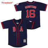 Throwback Jersey Men's Boston Jersey 16 Benintendi Baseball Jersey