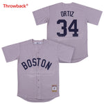 Throwback Baseball Jersey Men's Boston Jersey Ortiz Jerseys Shirt Stiched