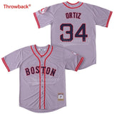 Throwback Baseball Jersey Men's Boston Jersey Ortiz Jerseys Shirt Stiched