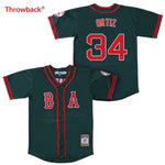 Throwback Baseball Jersey Men's Boston Jersey Ortiz Jerseys Shirt Stiched