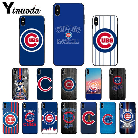 Chicago Cubs Baseball  Soft Silicone Black Phone Case for iPhone